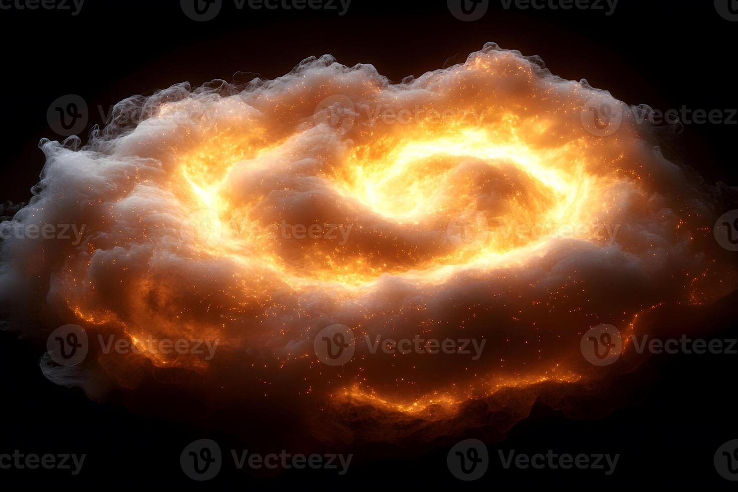 Glowing Celestial Cloud with Fiery Energy Swirls for Cosmic and Fantasy Designs photo