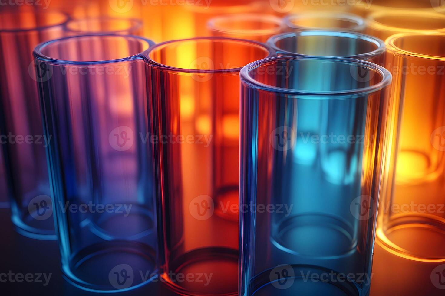 Vibrant Abstract Glass Cylinders in Gradient Light for Modern Design photo