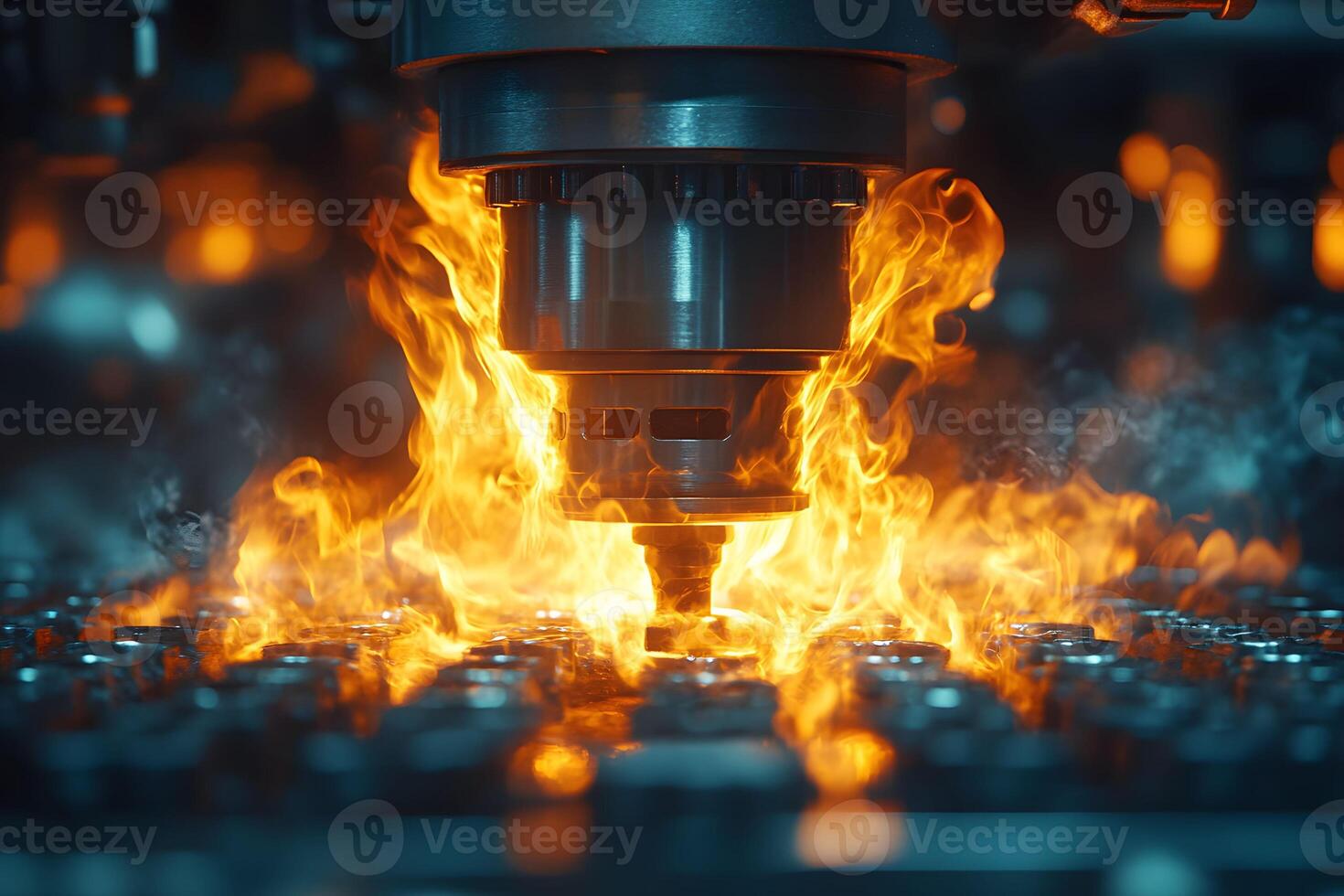 High-Precision CNC Machining with Intense Heat in Industrial Setting photo