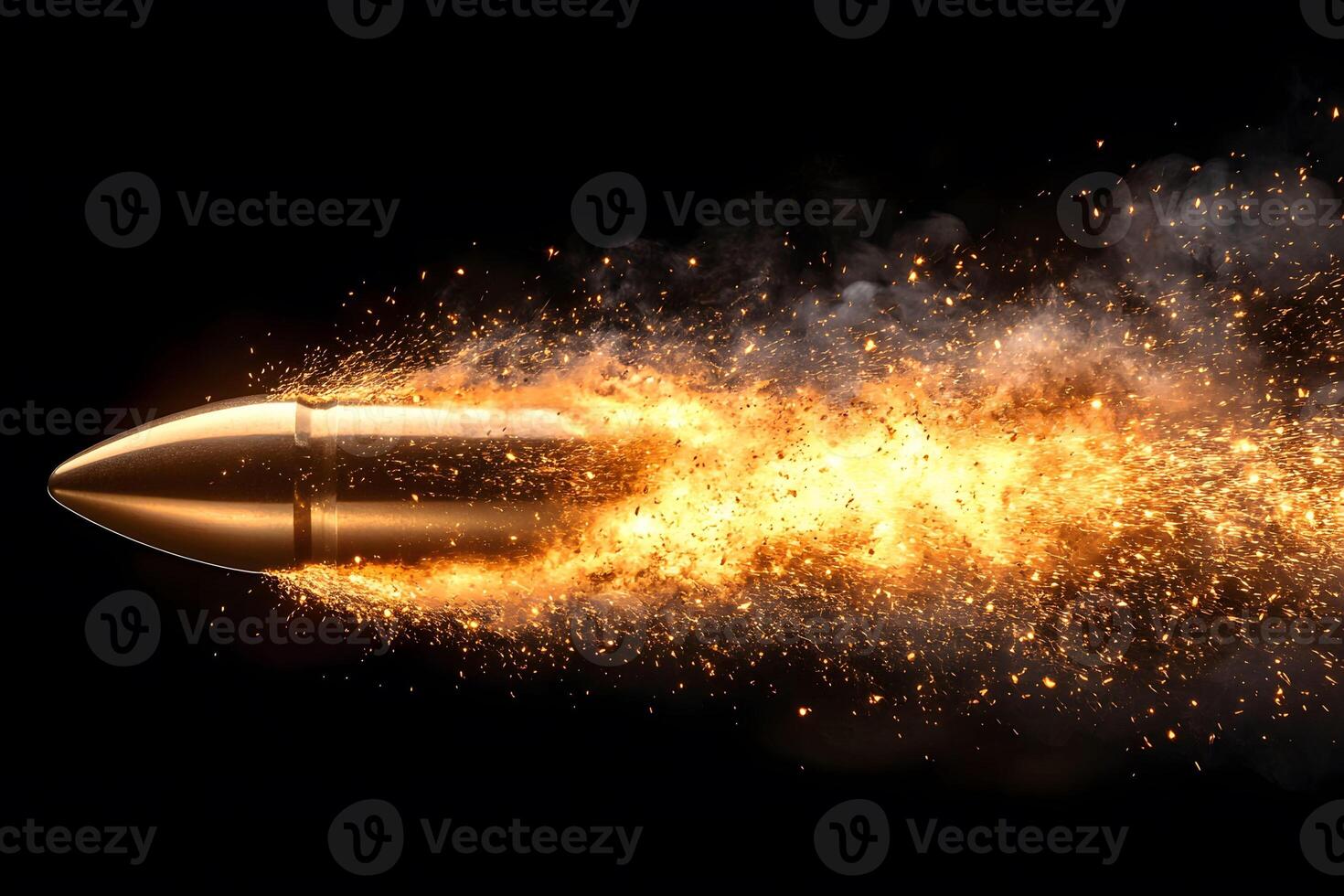 High-Speed Bullet in Motion with Fiery Trail for Dynamic Action Concepts photo