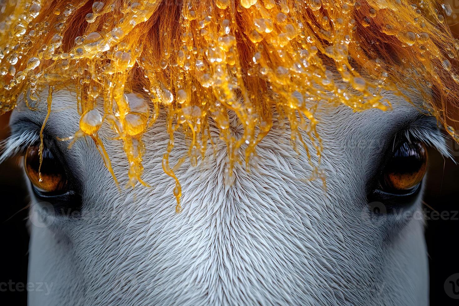 Close-Up of Horse with Wet Mane - Captivating Equine Portrait for Wall Art and Design photo
