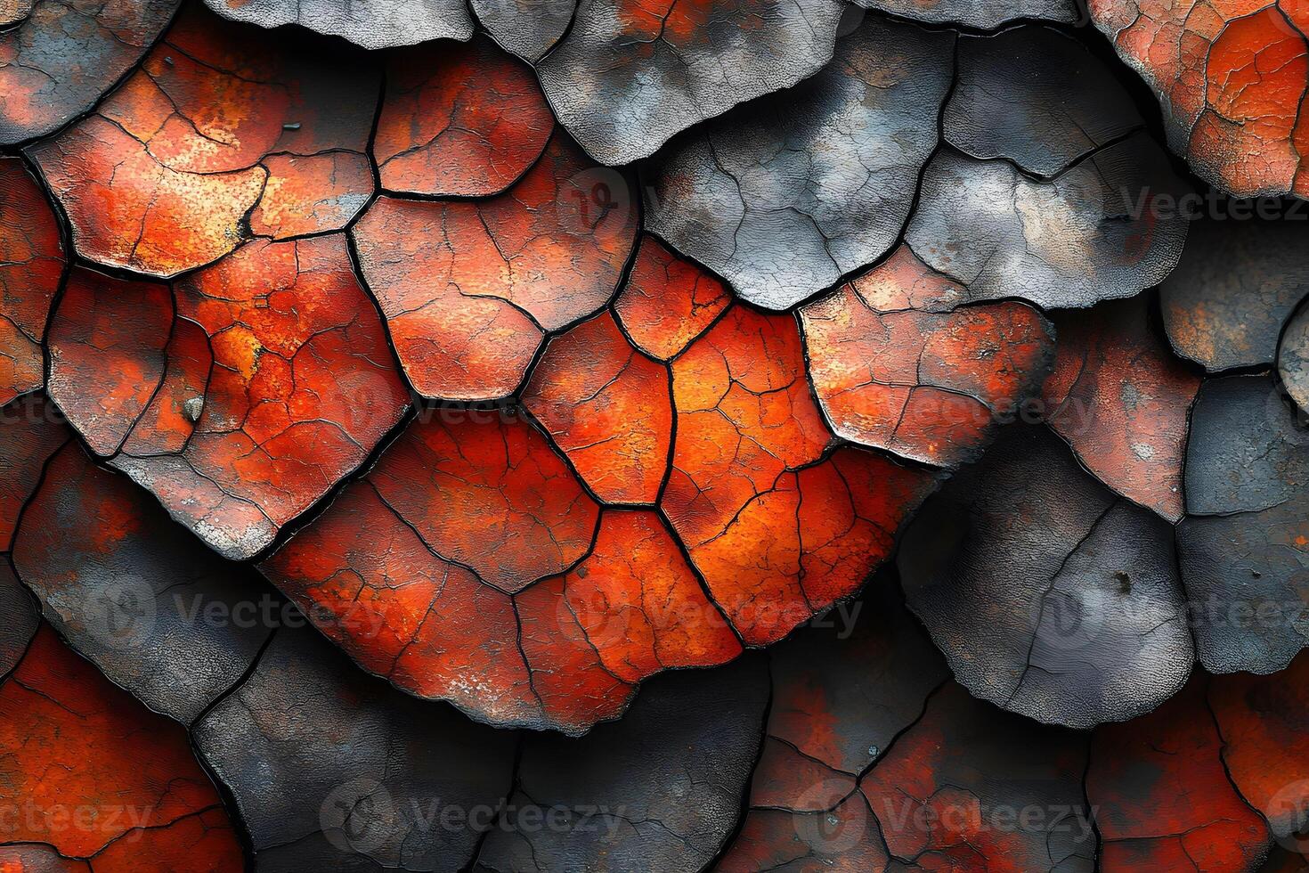 Abstract Texture of Cracked Red and Black Surfaces for Creative Design Projects photo