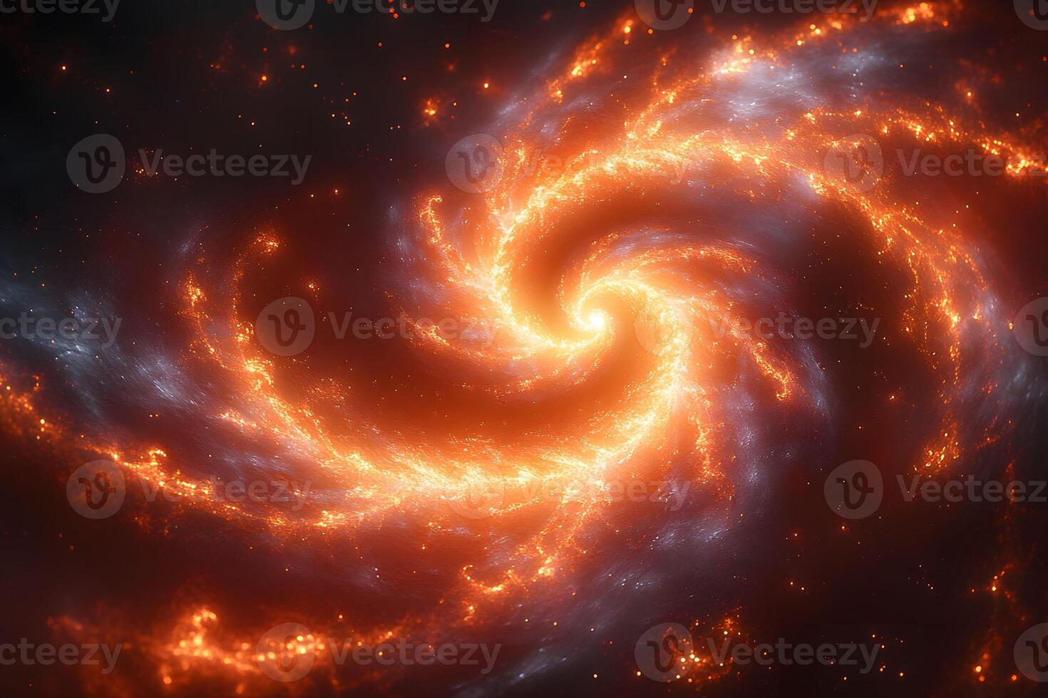 Stunning Cosmic Swirl of Fiery Orange and Bright White in Expansive Galactic Space photo
