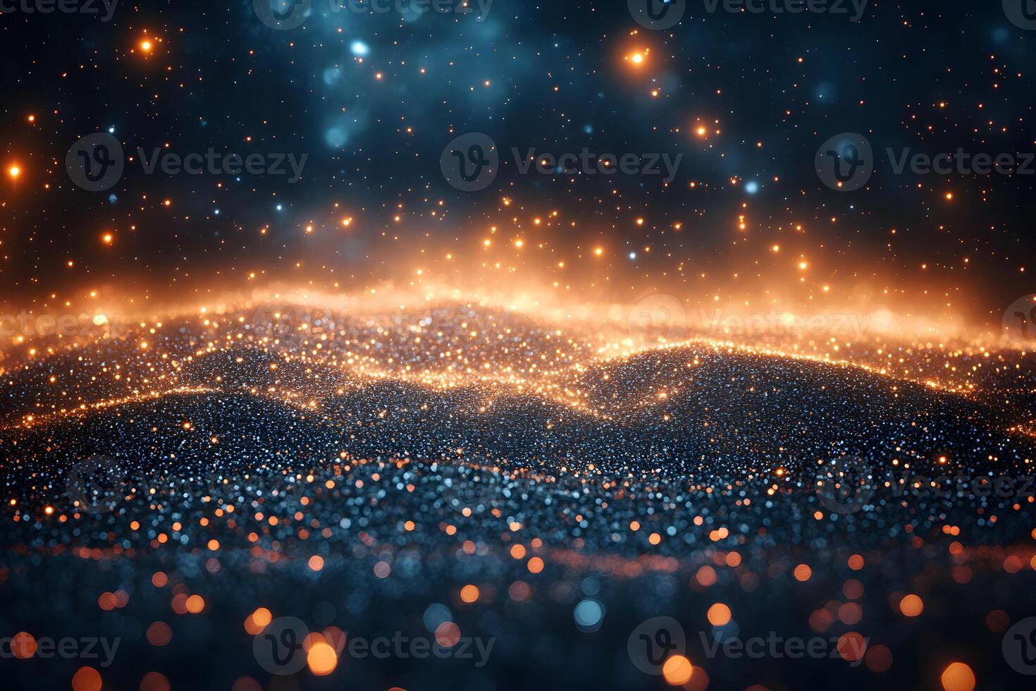 Cosmic Landscape with Glowing Sparks Abstract Galaxy Design for Digital Art and Backgrounds photo