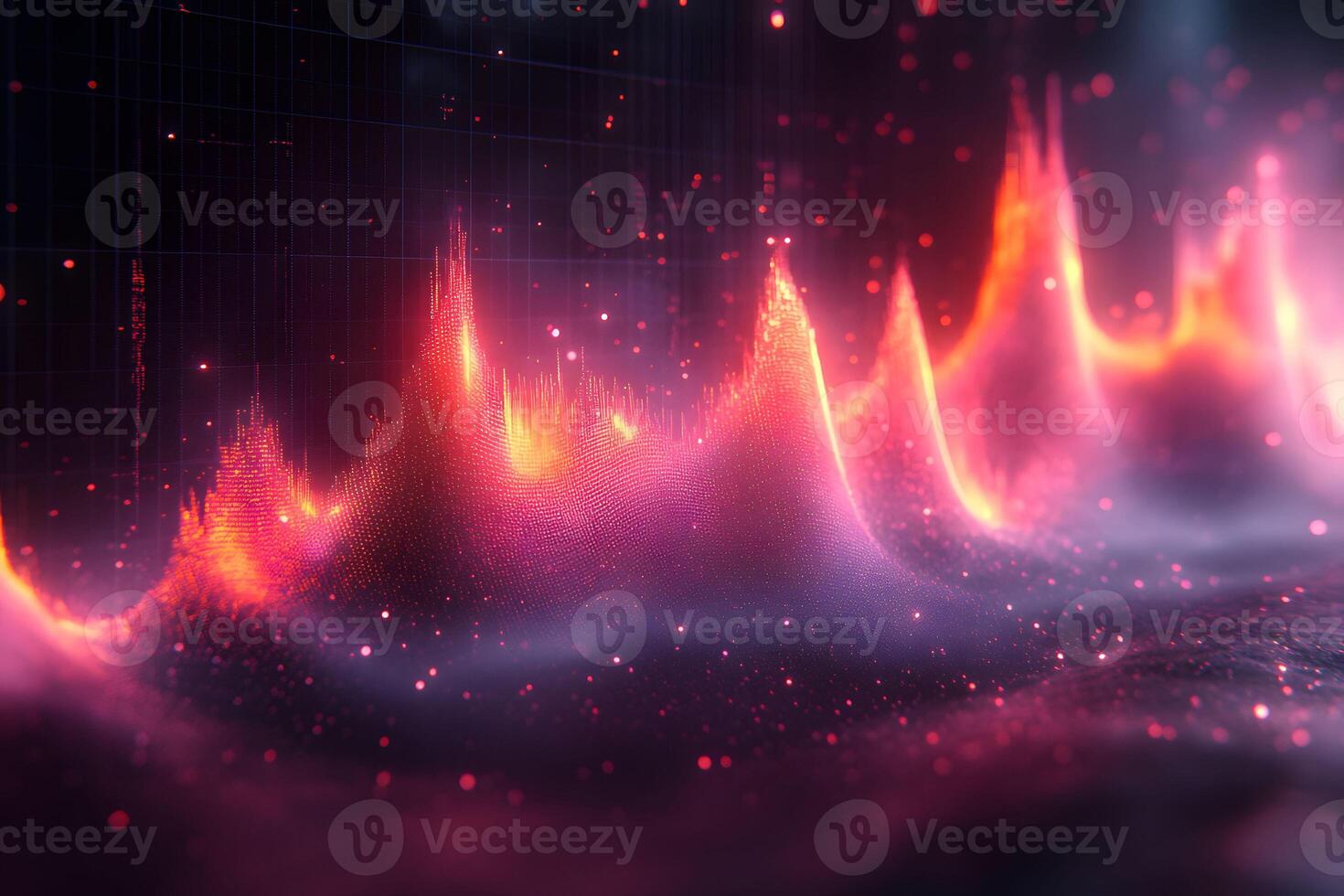 Futuristic Abstract Data Visualization in Vibrant Neon Hues - Digital Technology Design photo