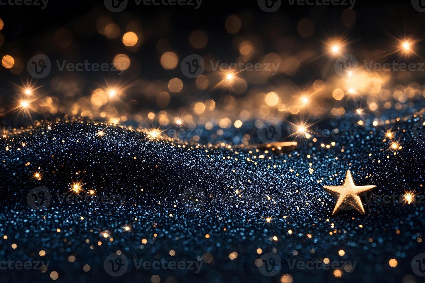 Glittering Starry Night Sky with Golden Lights - Perfect for Festive and Event Decor photo
