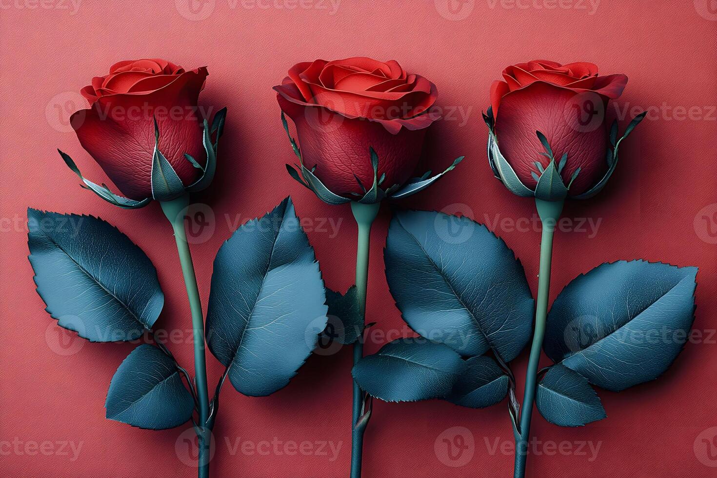 Elegant Red Roses on Textured Red Background for Romantic Designs and Decor photo