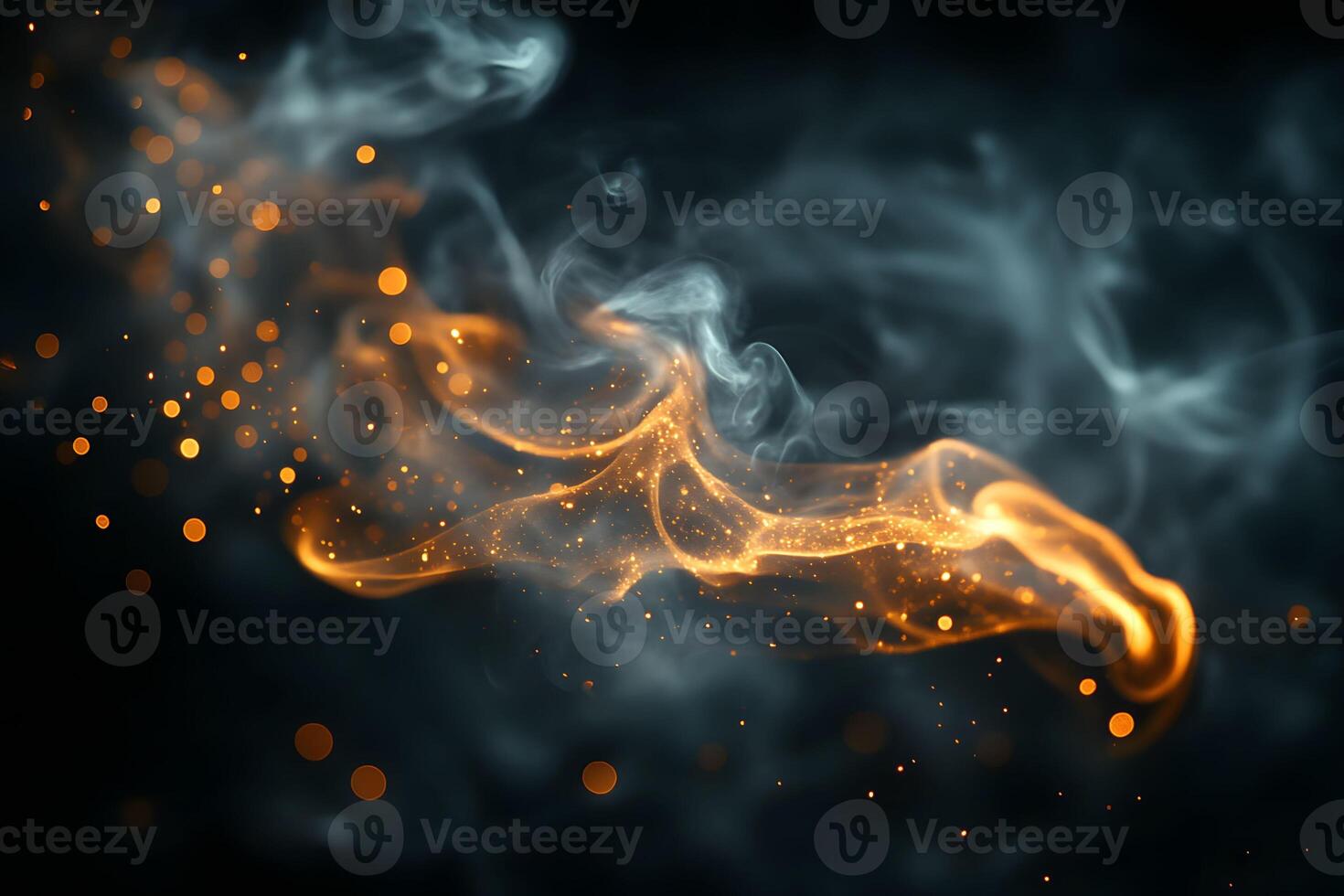 Enchanting Swirl of Golden Smoke and Particles for Mystical Design Background photo