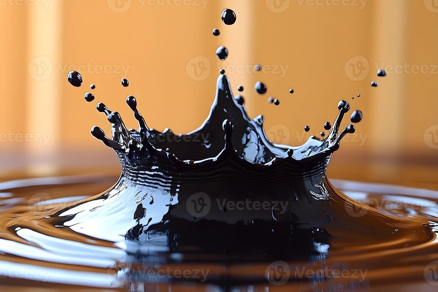 Black Paint Splashing in Studio Lighting for Art and Design Projects photo