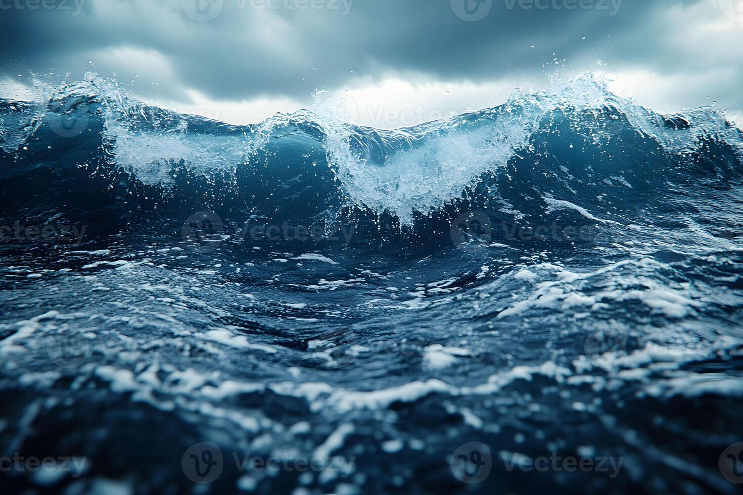 Dramatic Ocean Waves Under Stormy Sky - Perfect for Nature and Adventure Themed Projects photo