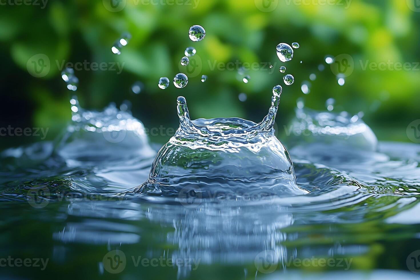 Refreshing Water Splash in Nature Setting for Design Inspiration and Calm Ambiance photo