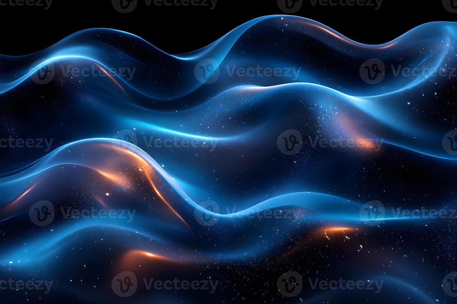 Abstract Blue and Orange Wave Pattern with Cosmic Glow for Digital Art and Design photo