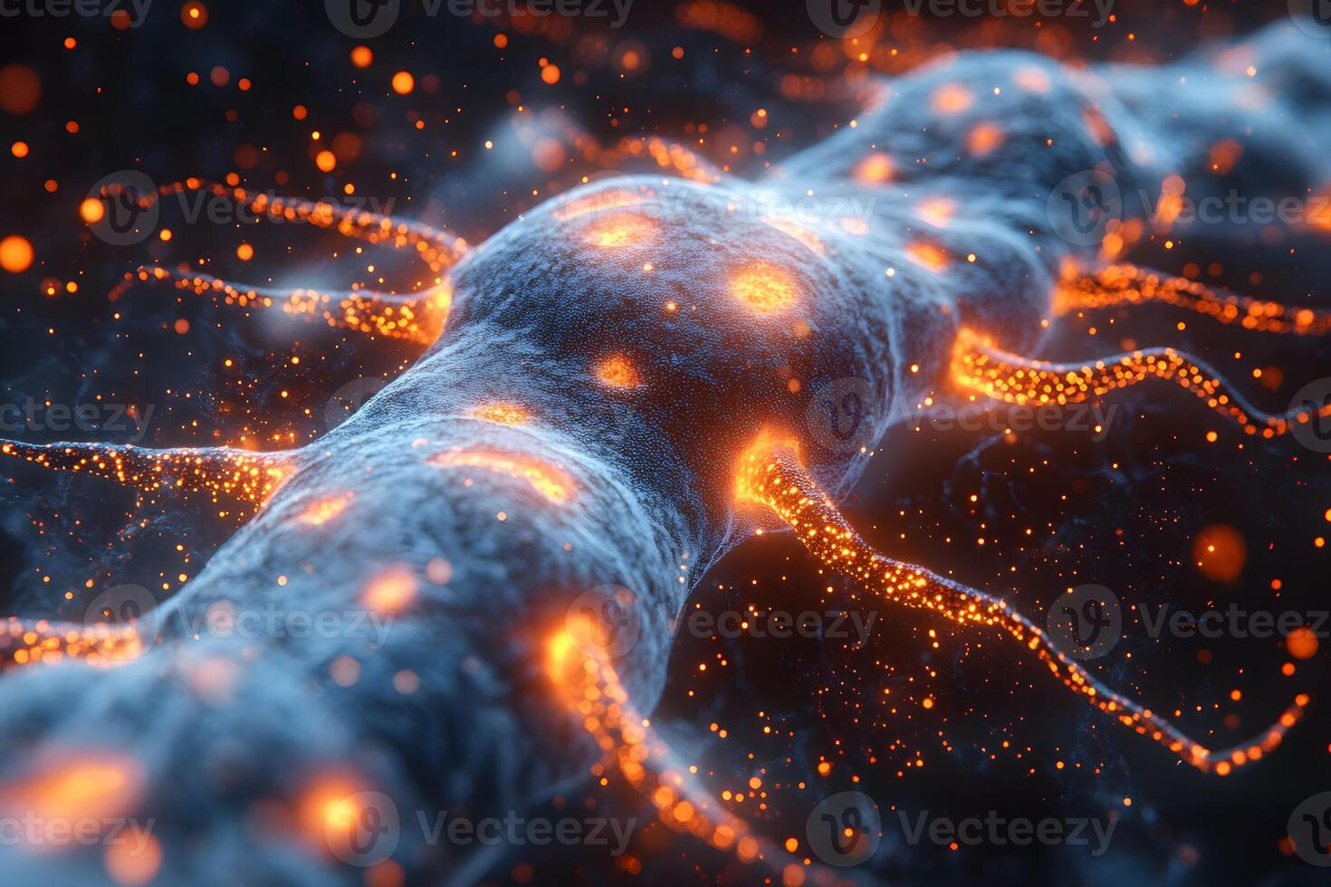 Neural Network Concept with Glowing Synapses for Scientific and Educational Design photo