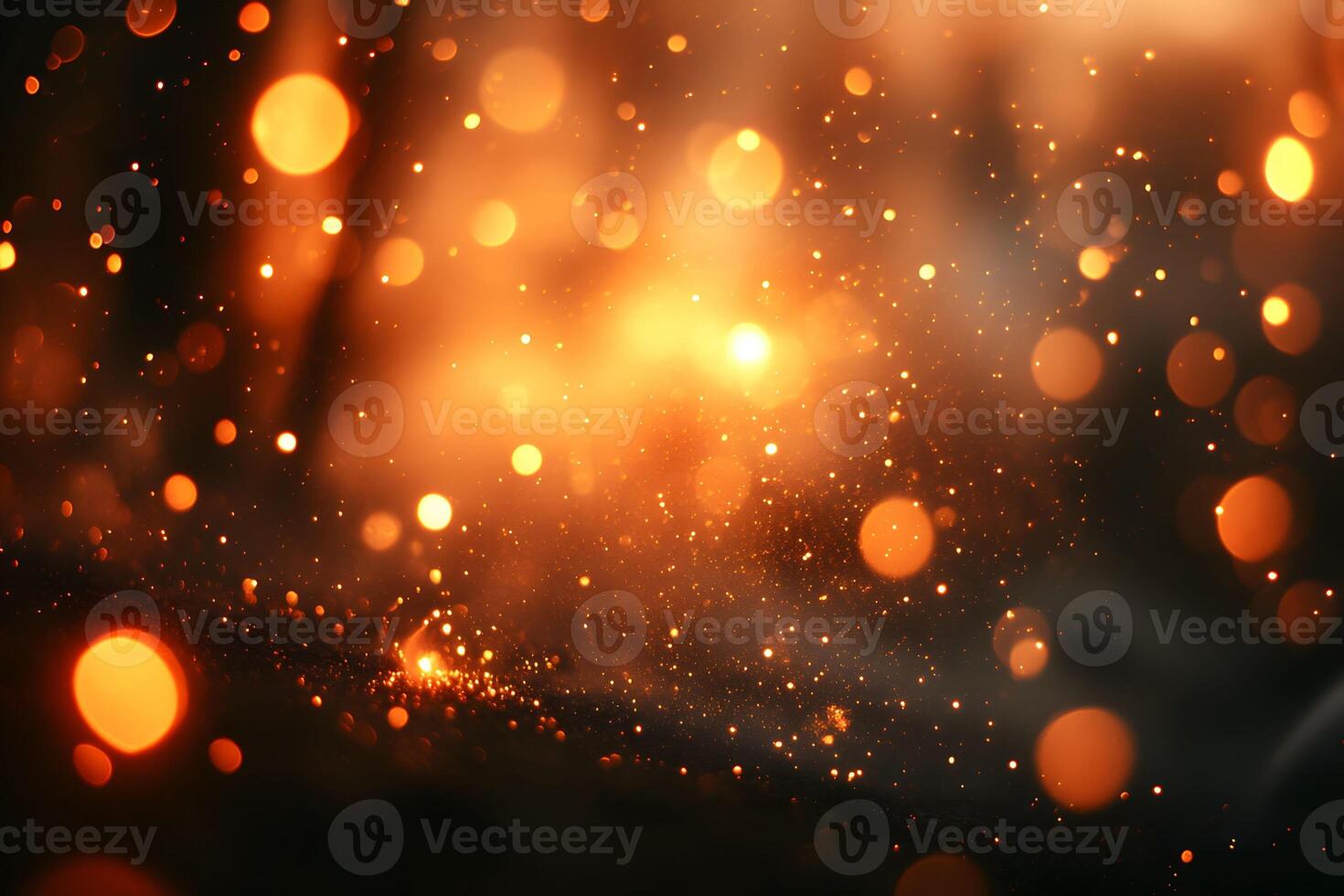 Warm Festive Glow with Abstract Golden Bokeh for Holiday Background Design photo