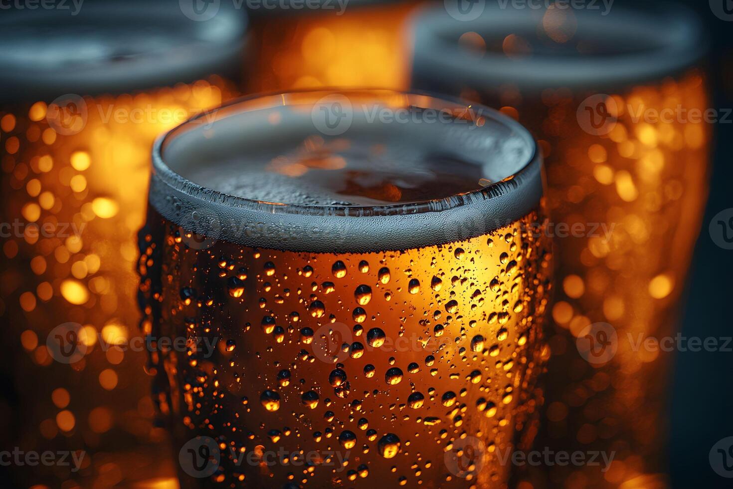 Cold Refreshing Beer with Droplets for Summer Gatherings and Parties photo
