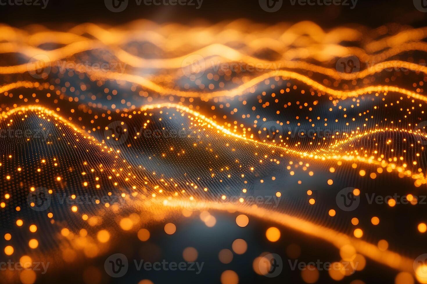 Abstract Digital Waveforms - Futuristic Orange Neon Light Design for Technology Backgrounds photo