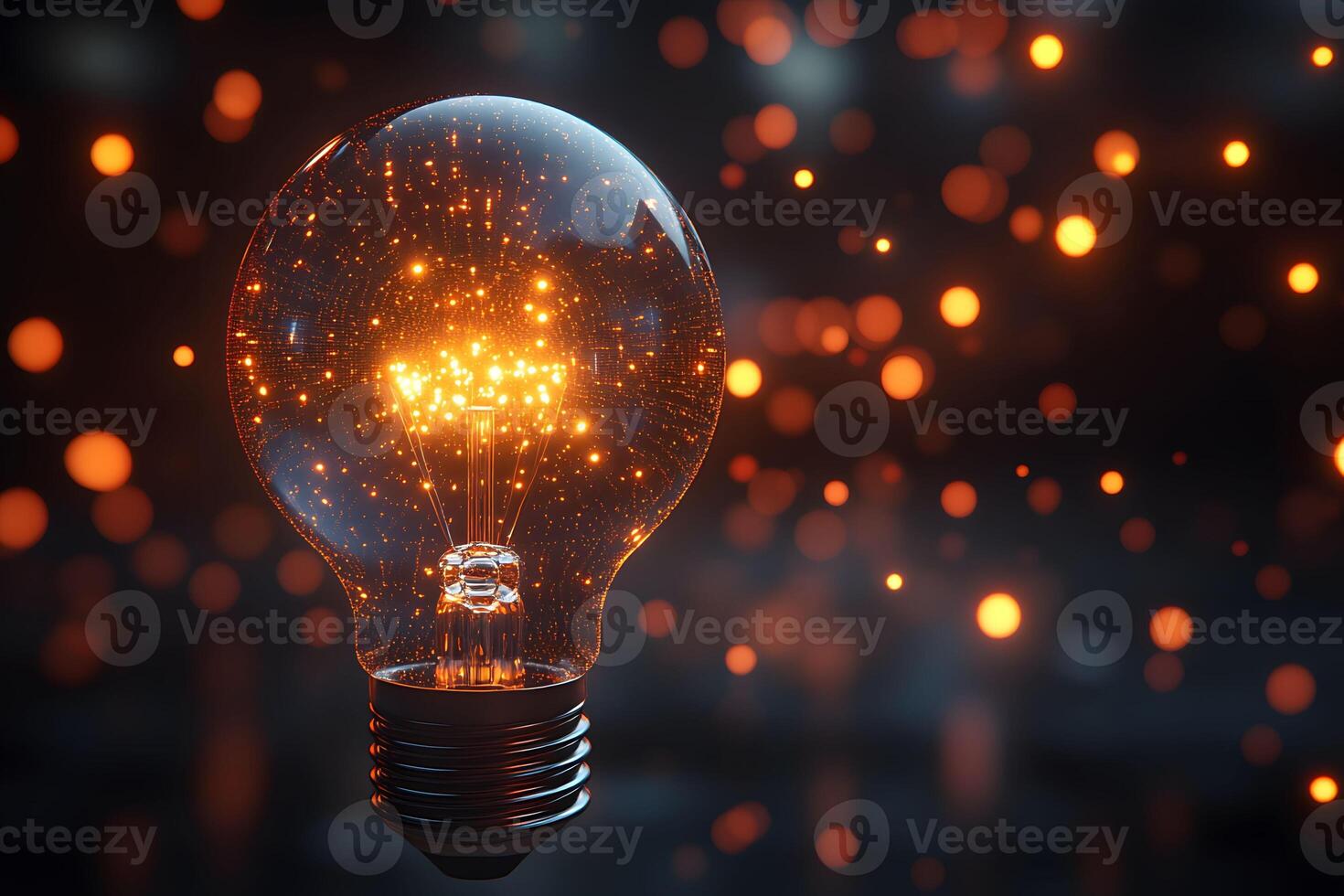 Illuminated Light Bulb with Bokeh Background for Innovative Design Concepts photo