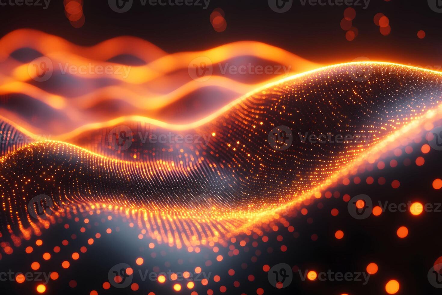 Futuristic Abstract Wave of Glowing Dots for Technology Concept Design photo