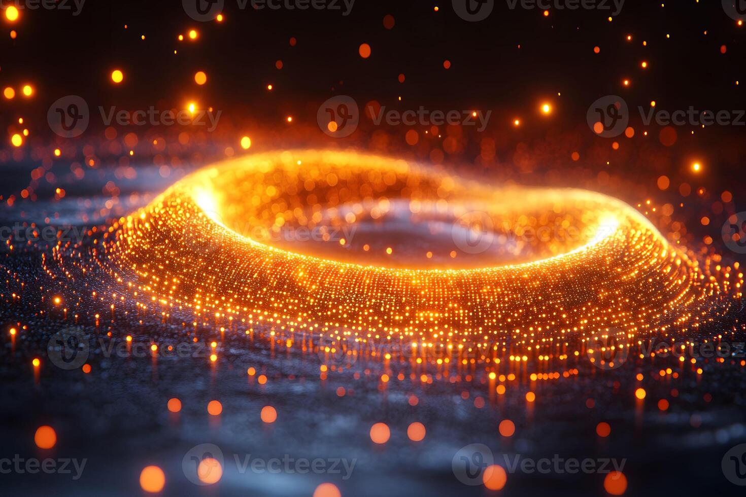 Futuristic Glowing Particle Ring - Abstract Technology Background Design photo