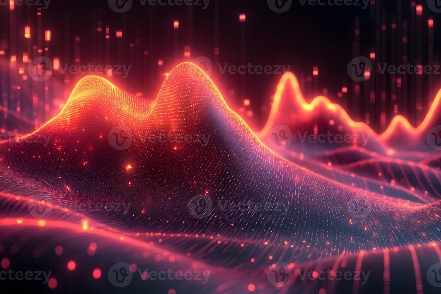 Abstract Digital Waveform with Vibrant Data Points for Technology and Innovation Design photo