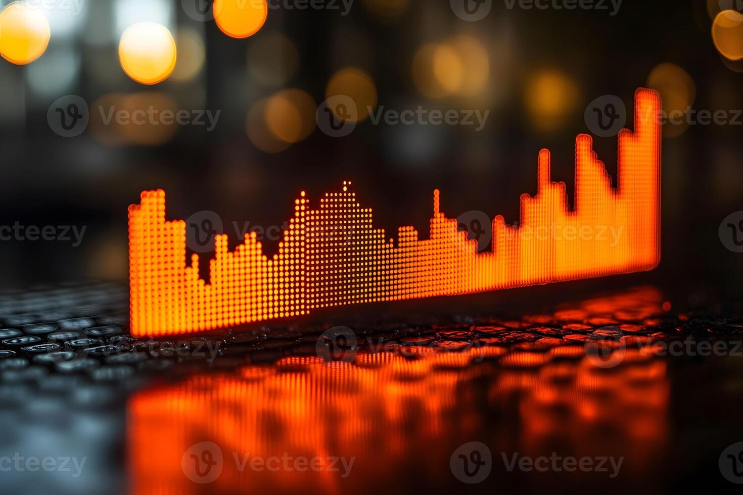Digital Financial Growth Chart with Dynamic LED Display for Economic Analysis photo