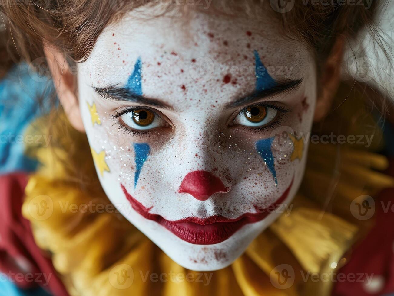 Close up of a person with clown makeup photo