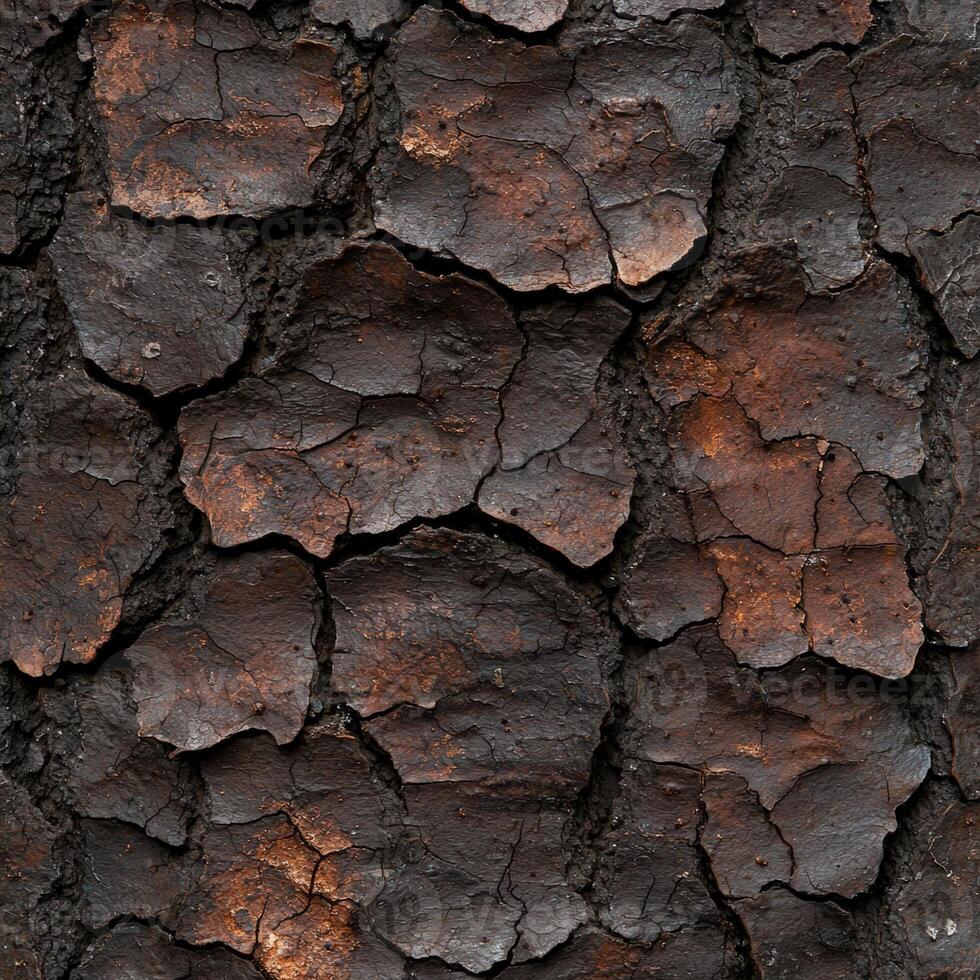 Close up of cracked and charred tree bark texture photo