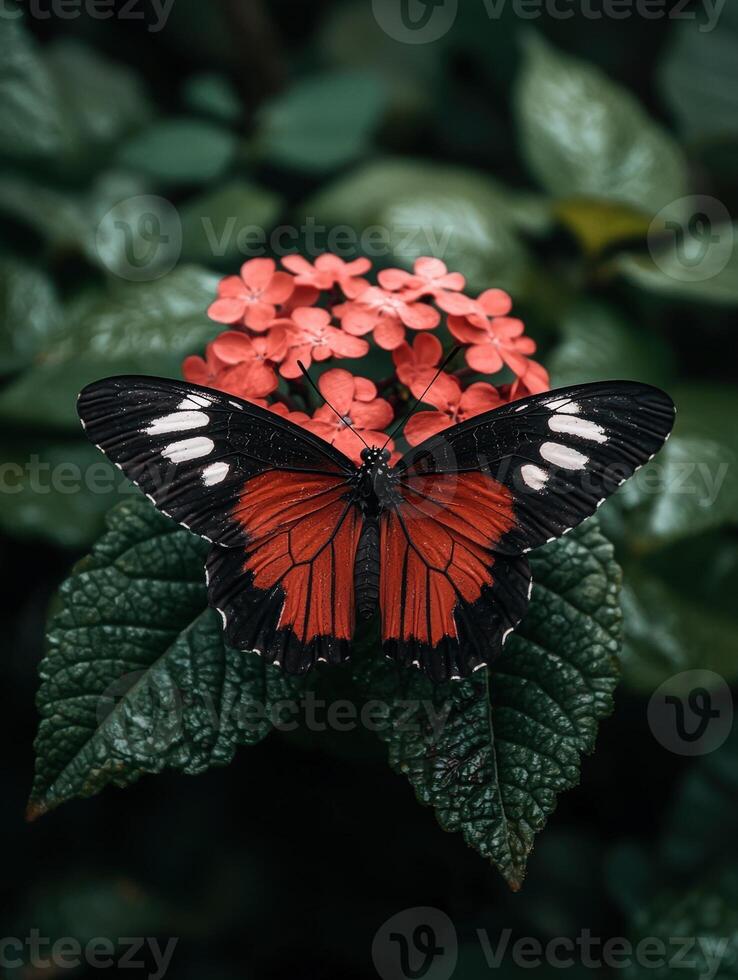 A beautiful butterfly resting on a flower photo