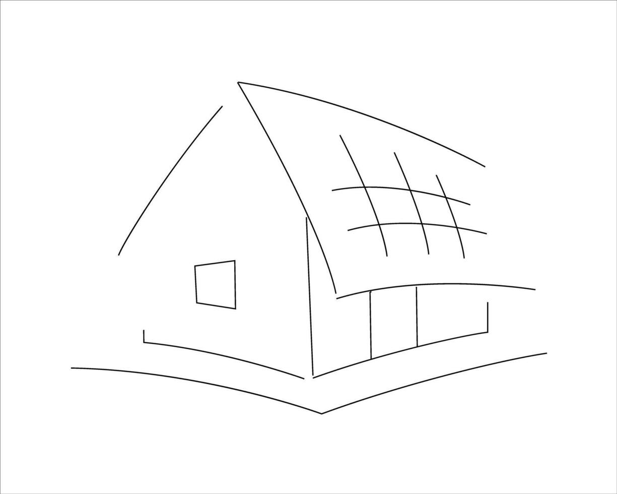 Village home line art. vector