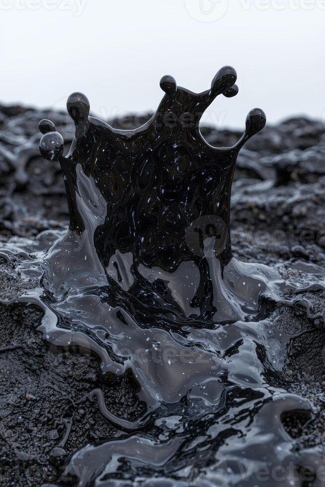 Crude oil splash on a rough surface photo