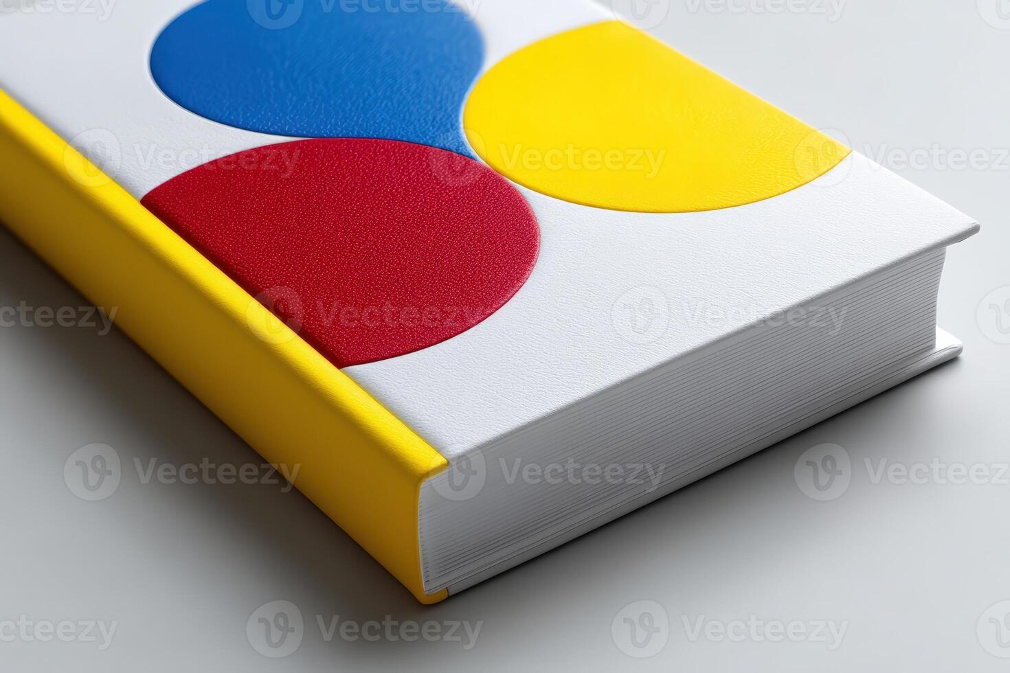 A book with a colorful cover design featuring red, yellow, and blue circles photo