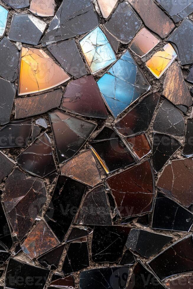 Abstract mosaic tile background with broken glass pieces photo