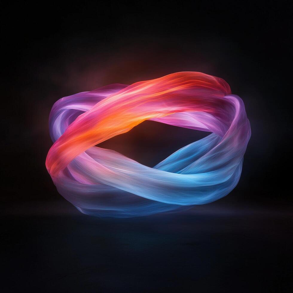 Abstract colorful twisted shape on a dark background photo