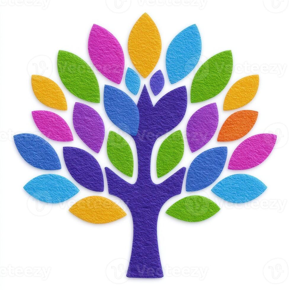 Colorful felt tree with leaves, a symbol of growth and nature photo