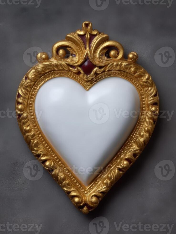Ornate golden heart with a decorative frame photo