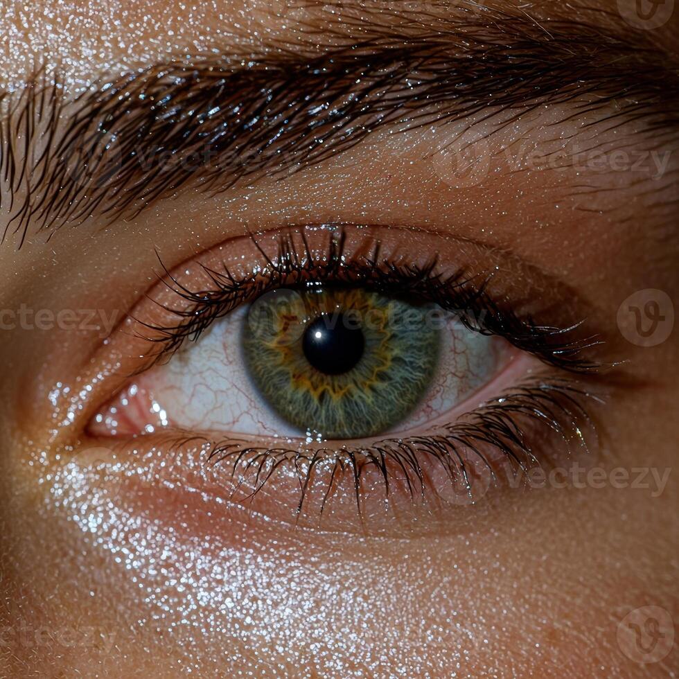 Striking close up of a vibrant human eye with detail photo