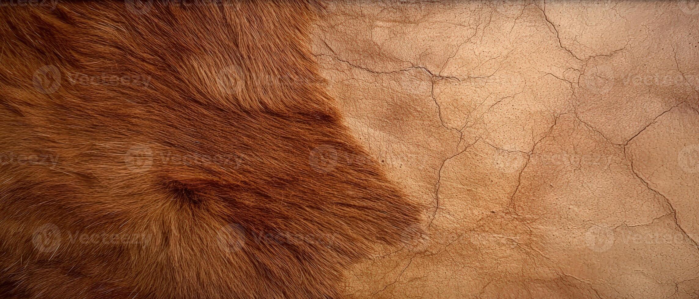 Textured background with fur and cracked leather for design photo