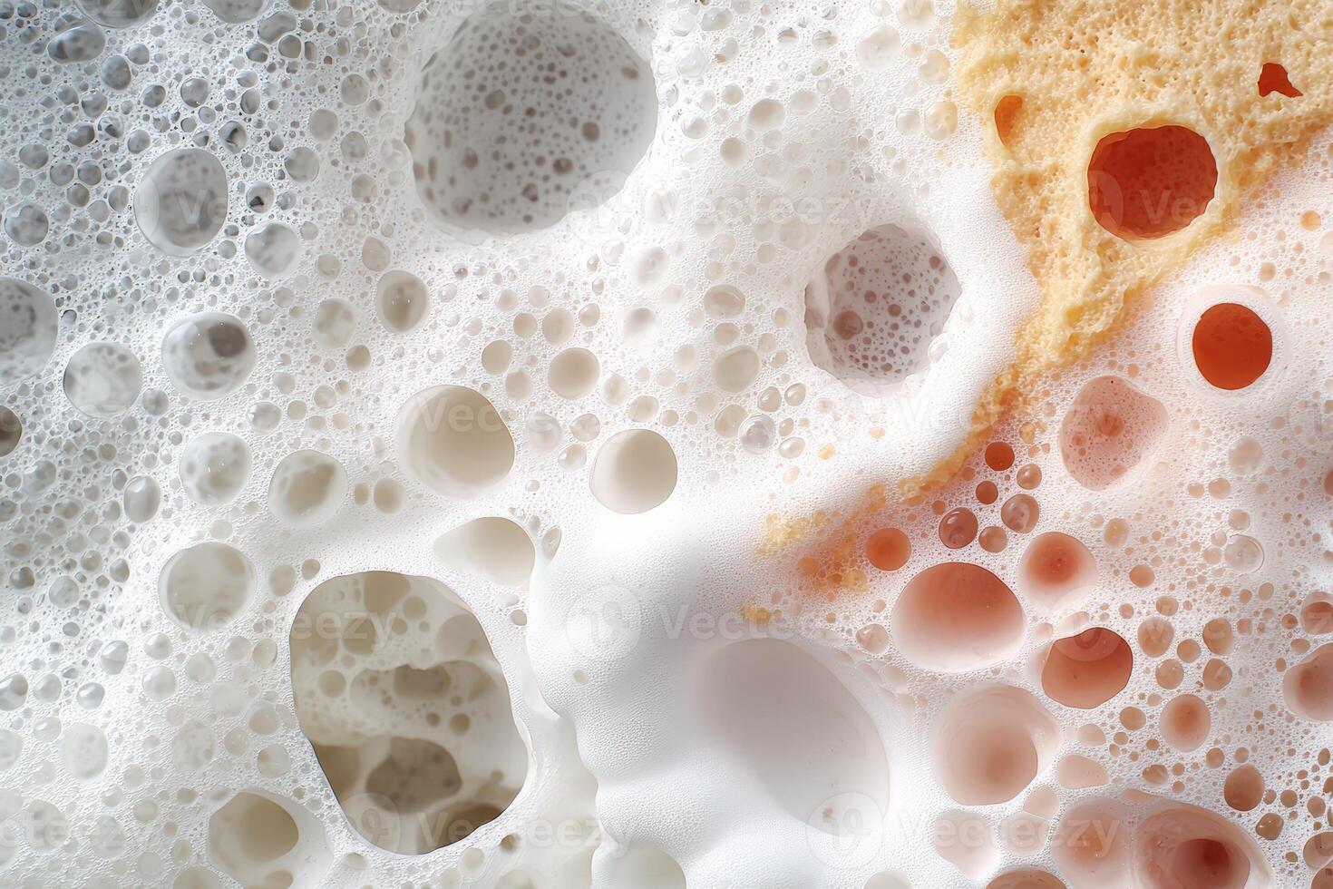 Abstract background of soap foam bubbles with orange hues photo