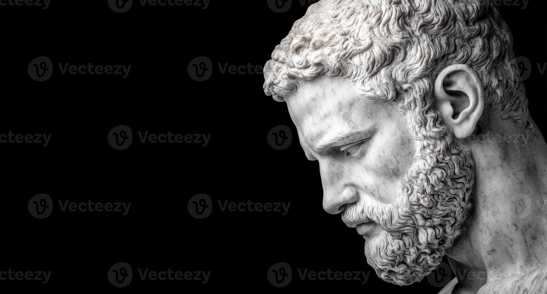 Marble bust of a bearded man against a black background photo