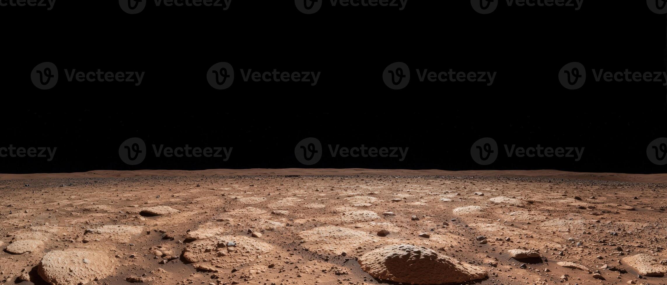 Martian landscape with rocks under a dark sky photo