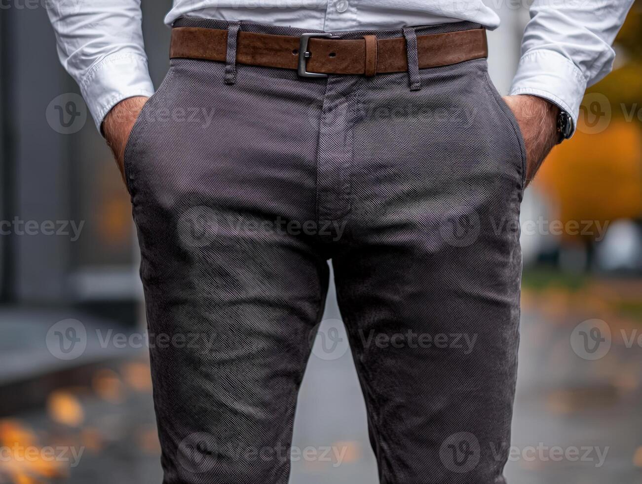 Man in stylish trousers with hands in pockets photo