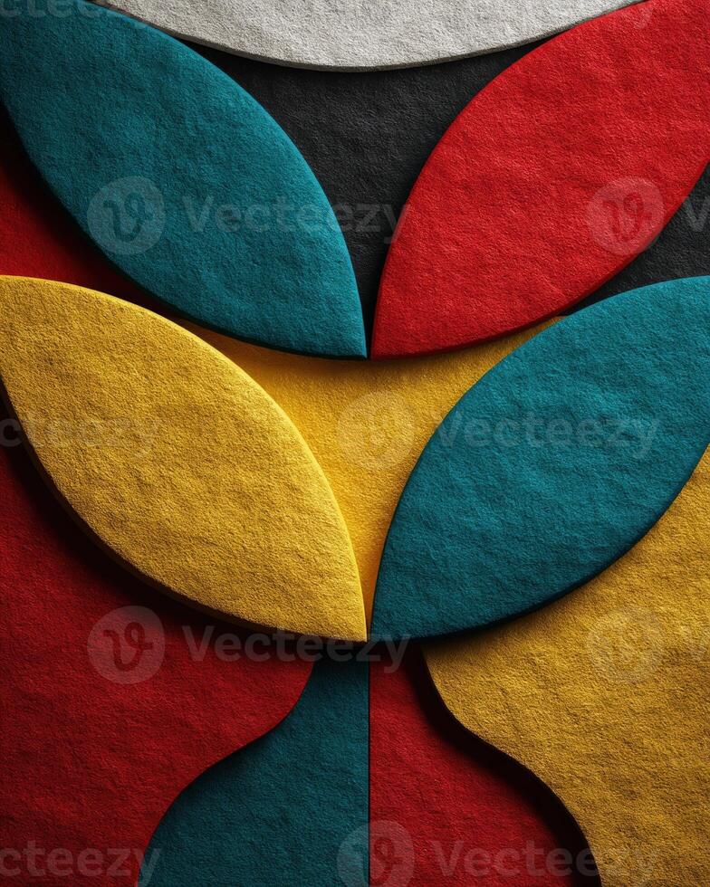 Abstract geometric pattern with colorful felt textures photo