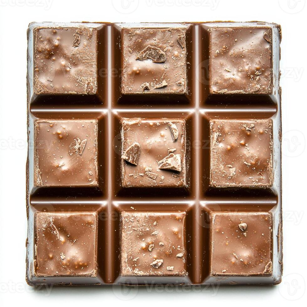 Delicious milk chocolate bar with chunks, isolated on white photo