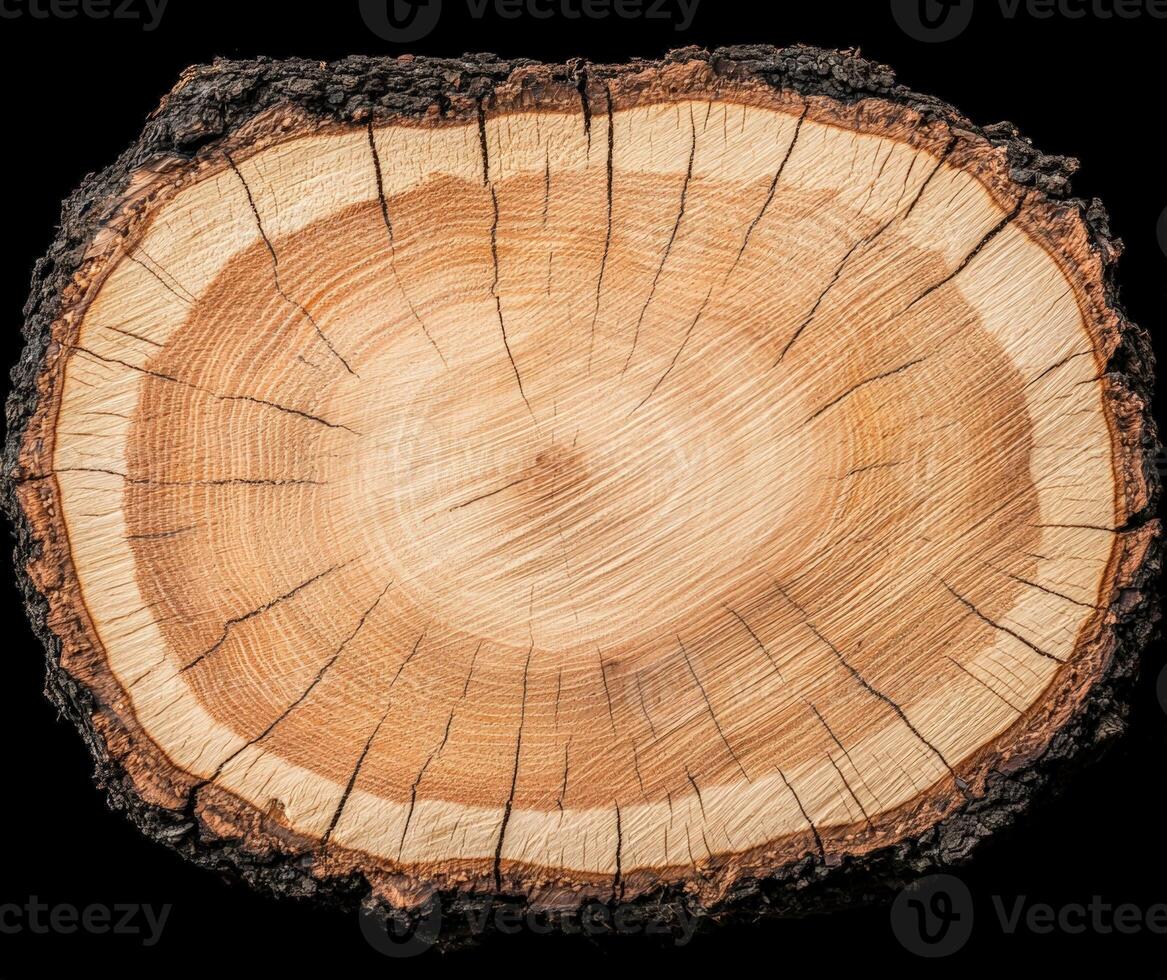 Detailed cross section of a tree trunk showing growth rings photo
