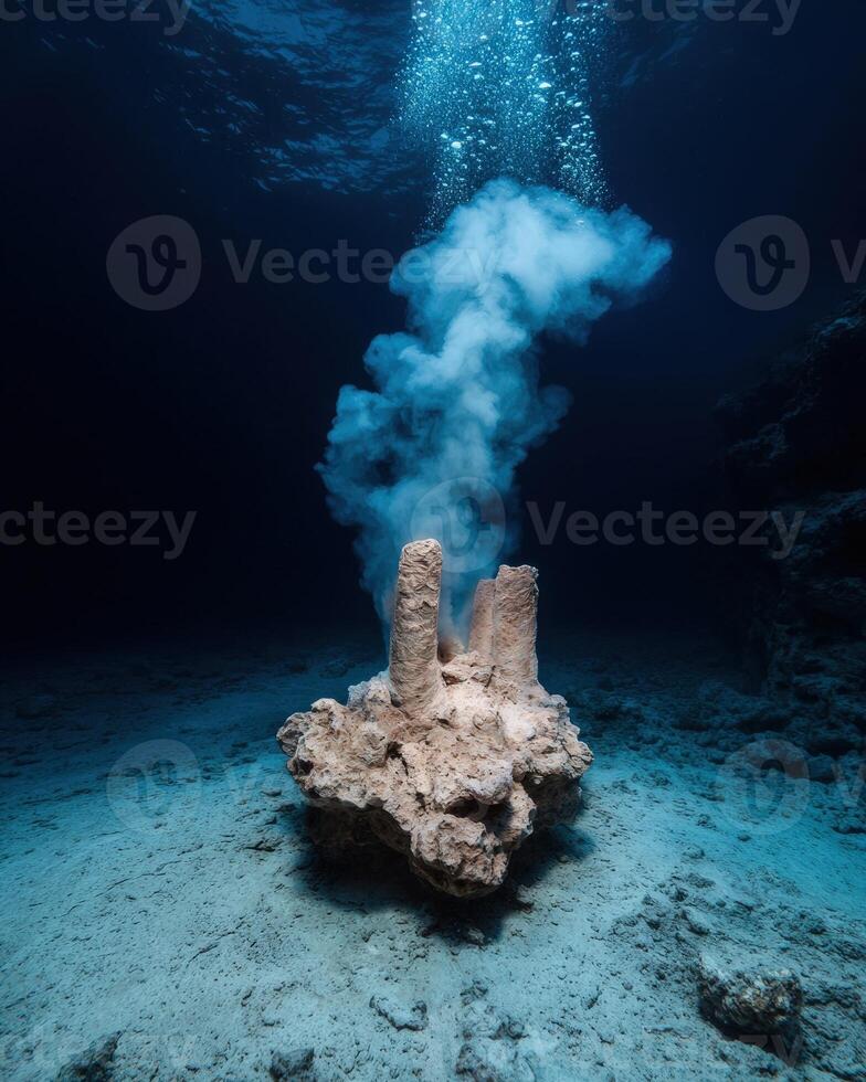 Underwater fumarole vents gas into the deep ocean photo