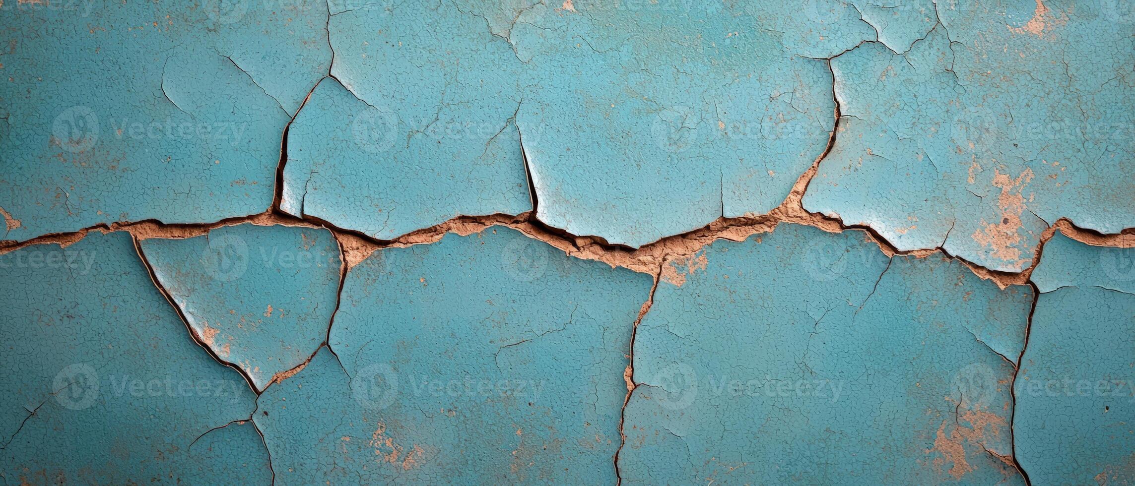 Cracked blue paint surface, abstract texture background photo