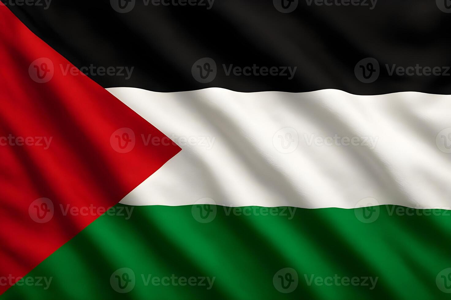 Palestinian Flag Made of Silk Waving in the Wind photo