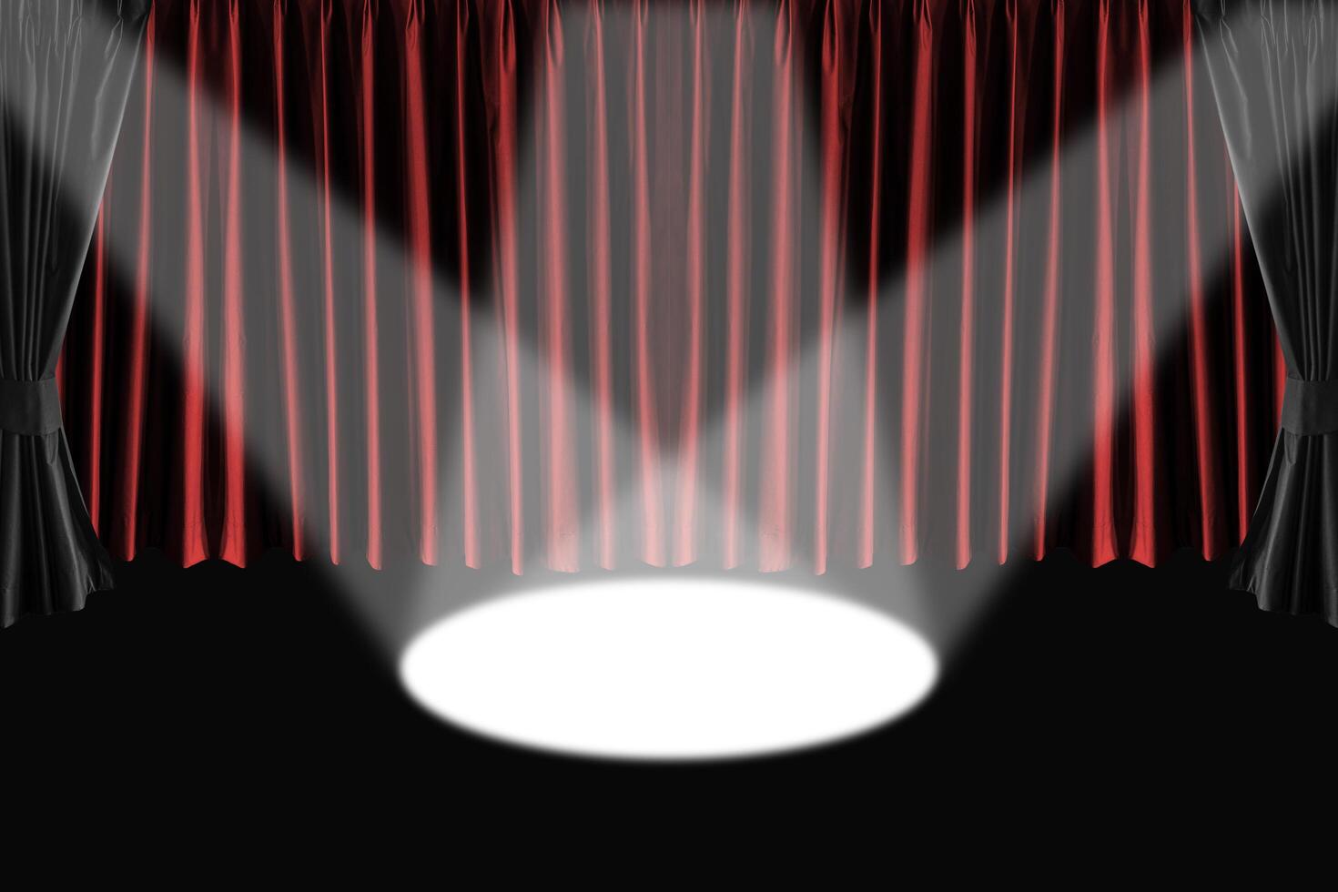 Spotlight shine on the stage with red curtain backdrop photo