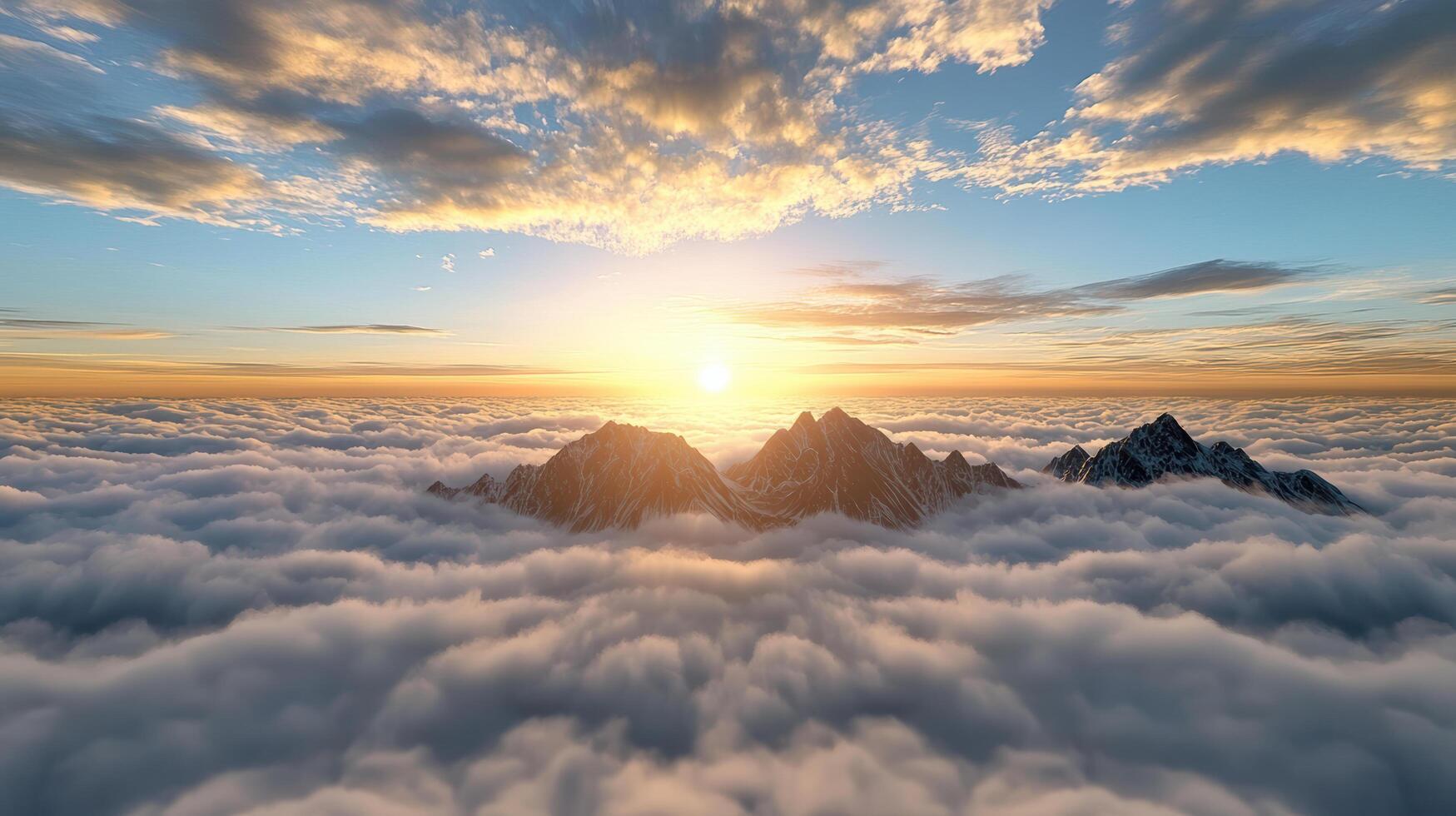 The sun is rising over the clouds in this image photo