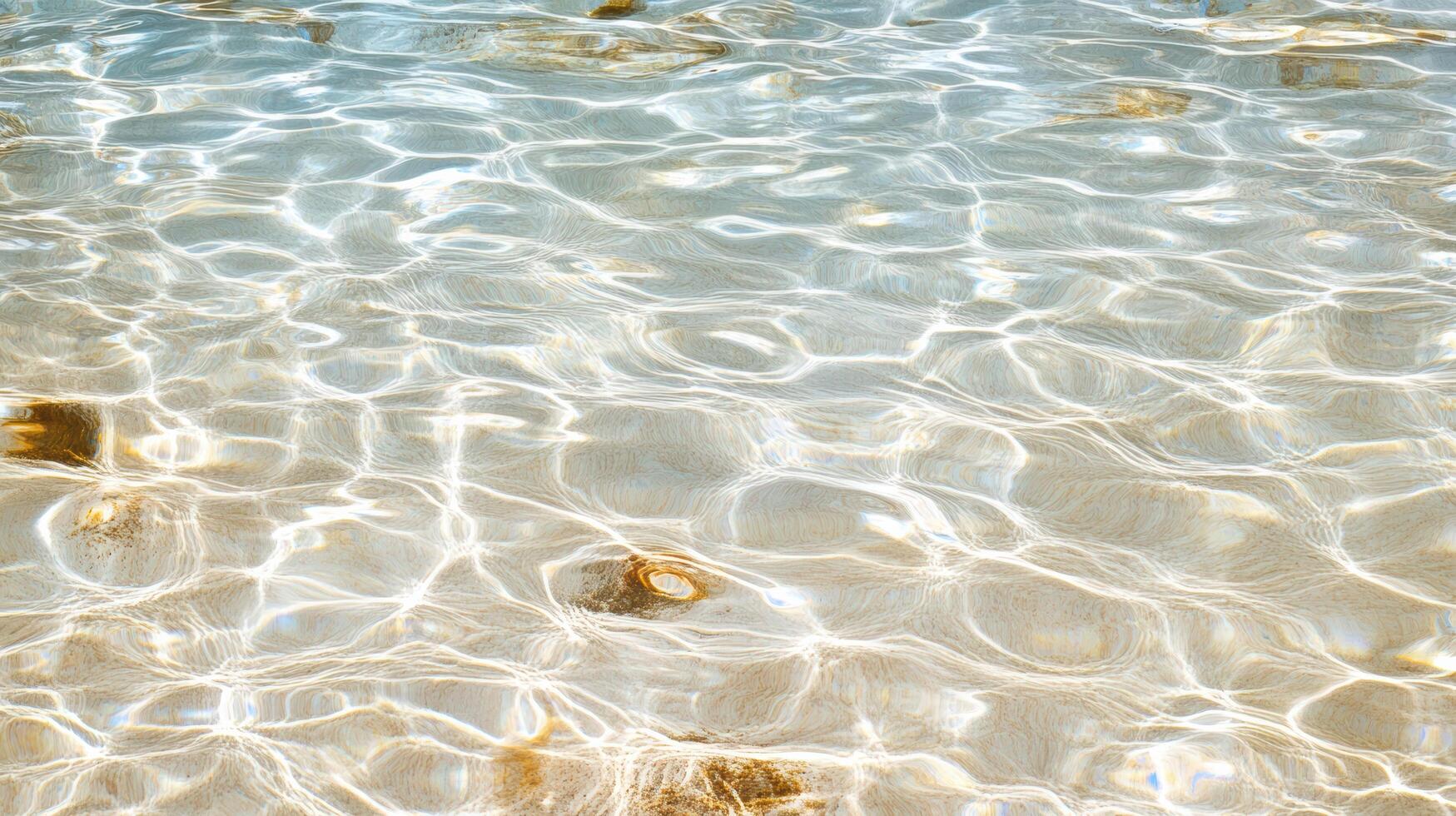 Clear ocean water reflects sunlight, creating beautiful patterns and textures on surface photo